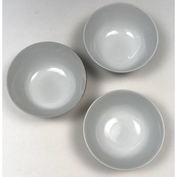 VTG Set 3 Handpainted Porcelain 4.5" Rice Soup Tea BOWL Blue Yellow Orange Japan - Picture 3 of 4